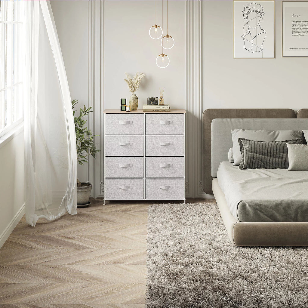 Light Gray 8 Drawer Storage Dresser X9738