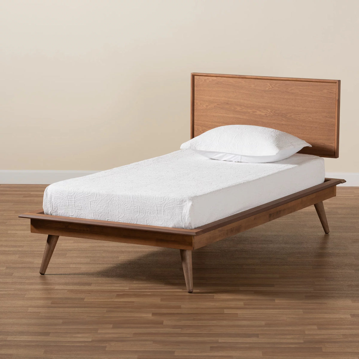 Twin Ash Walnut Platform Bed Q7183