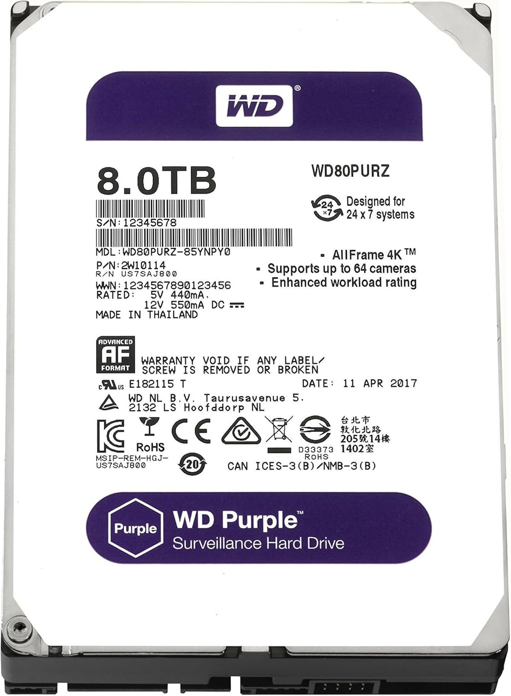 Purple 4TB Surveillance Hard Disk Drive E1514
