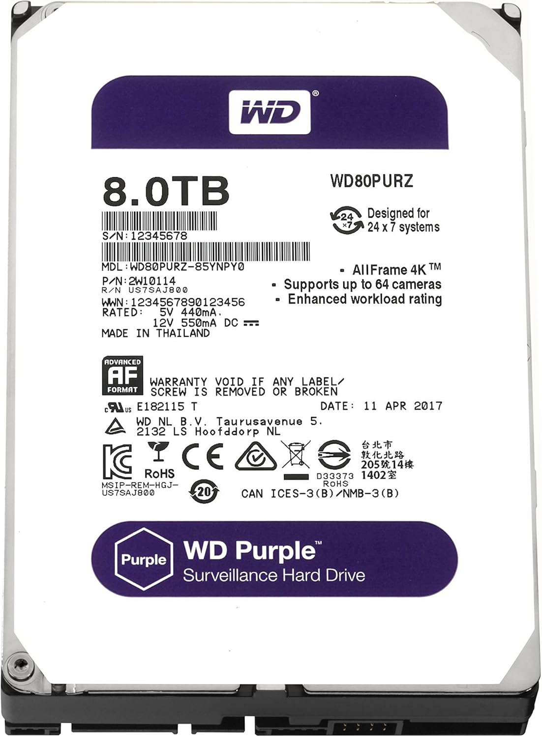 Purple 4TB Surveillance Hard Disk Drive E1514