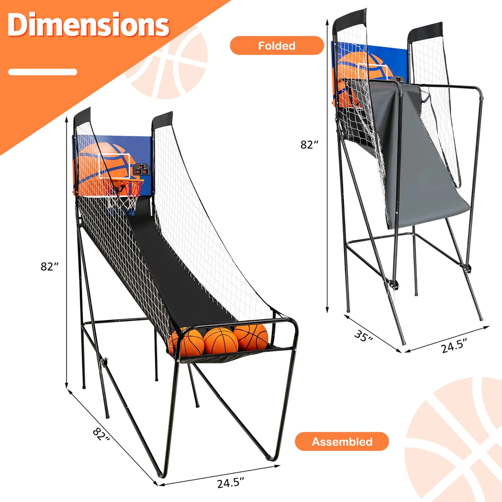 Foldable Single Shot Basketball Arcade Game with Electronic Scorer R21275