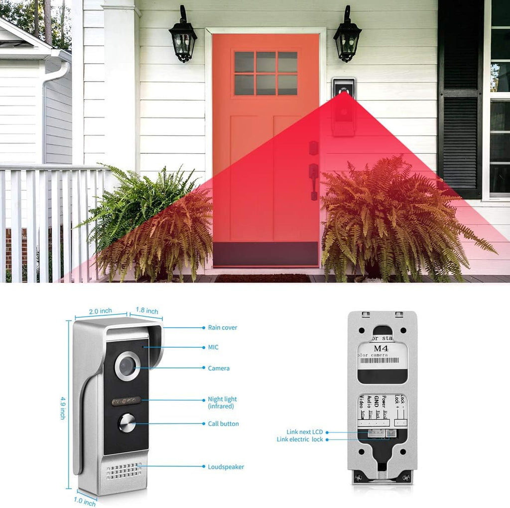 7 Inches Wired Video Intercom System with IR Night Vision Camera Y451