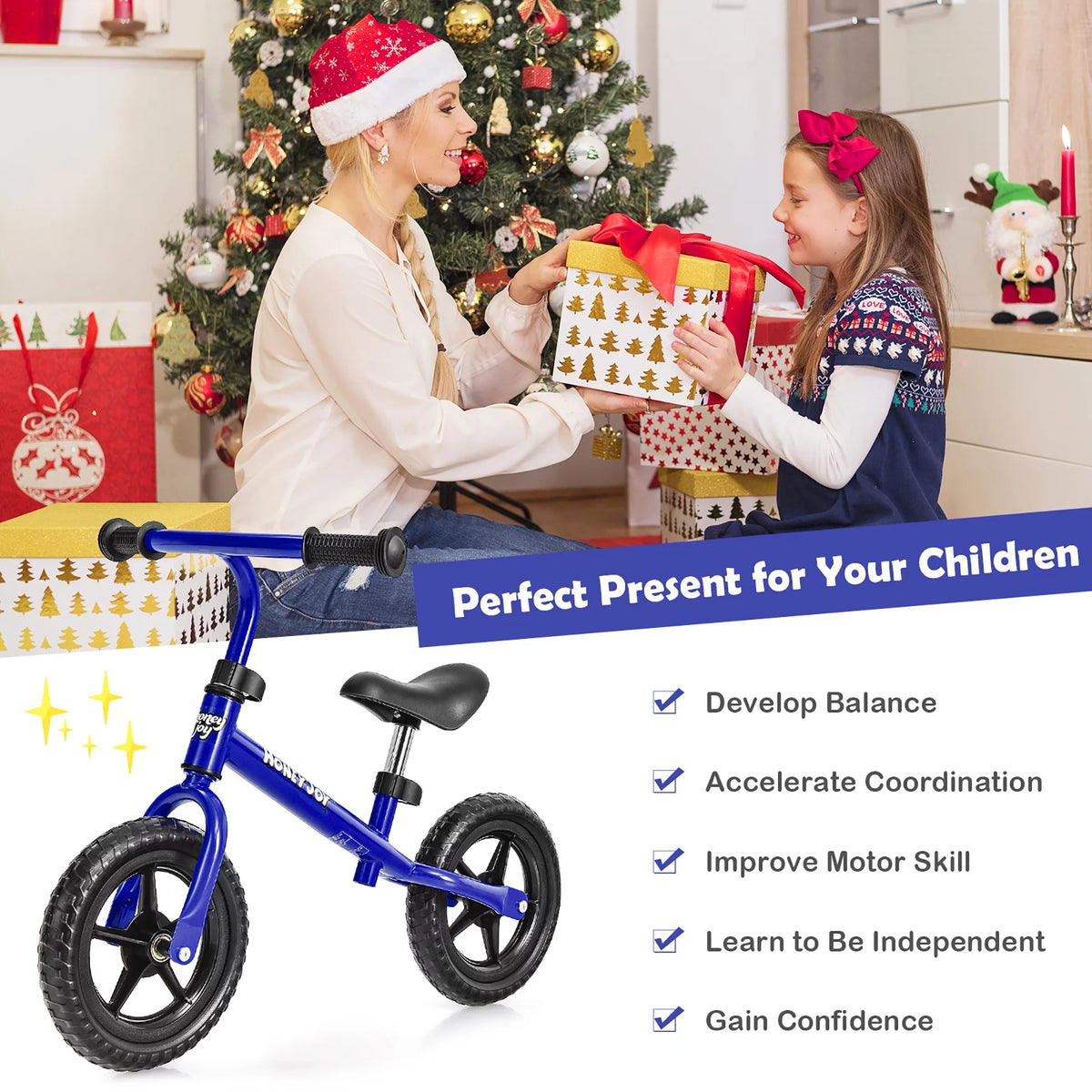 Kids Balance Bike No Pedal Training Bicycle Red T130