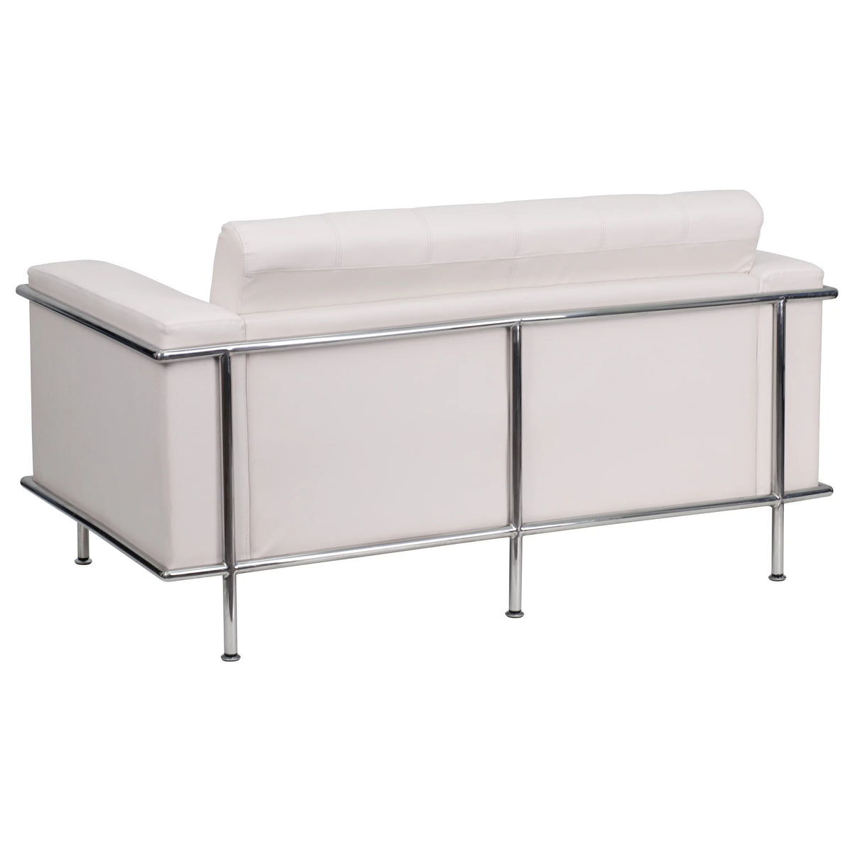 White LeatherSoft Loveseat with Encasing Frame N393477