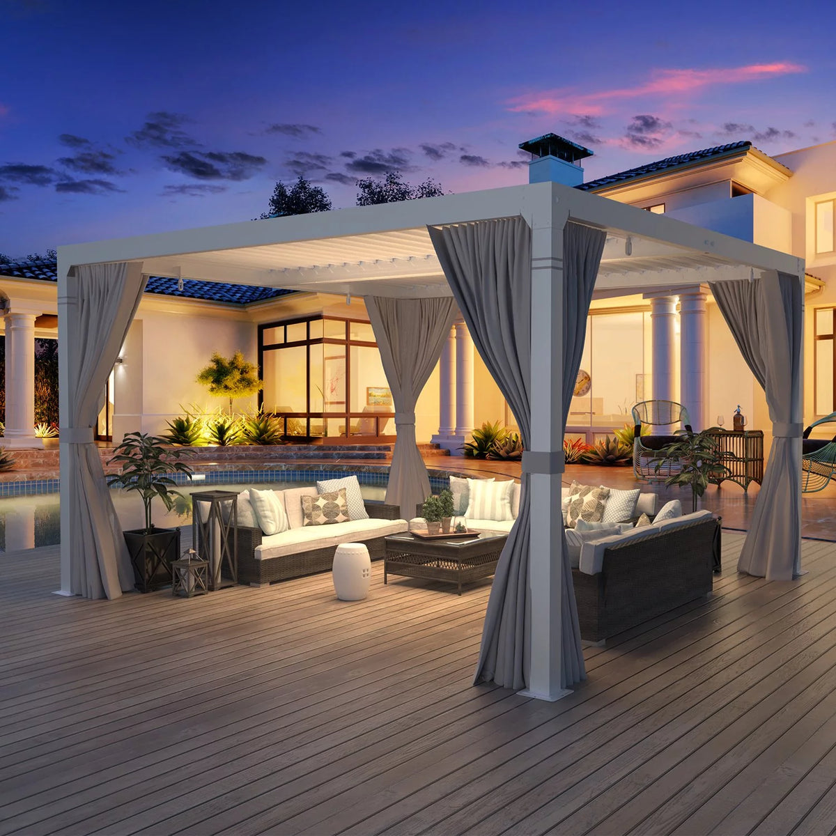 10'10' Outdoor Louvered Pergola with Adjustable Aluminum Roof W598
