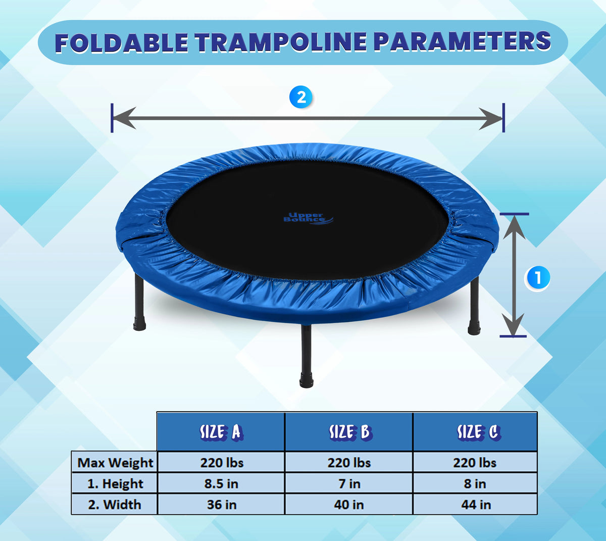 36 Mini Trampoline Rebounder with Jumping Mat, Portable Foldable B95607