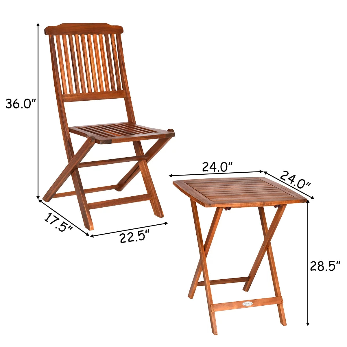 3 Pc Wooden Folding Patio Conversation Set D793337