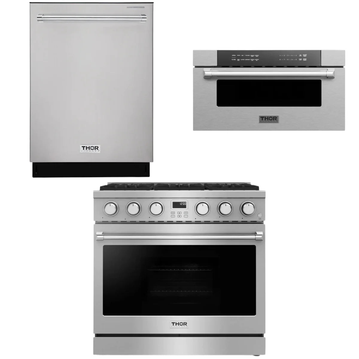 36 Gas Range, Dishwasher and Microwave H55593