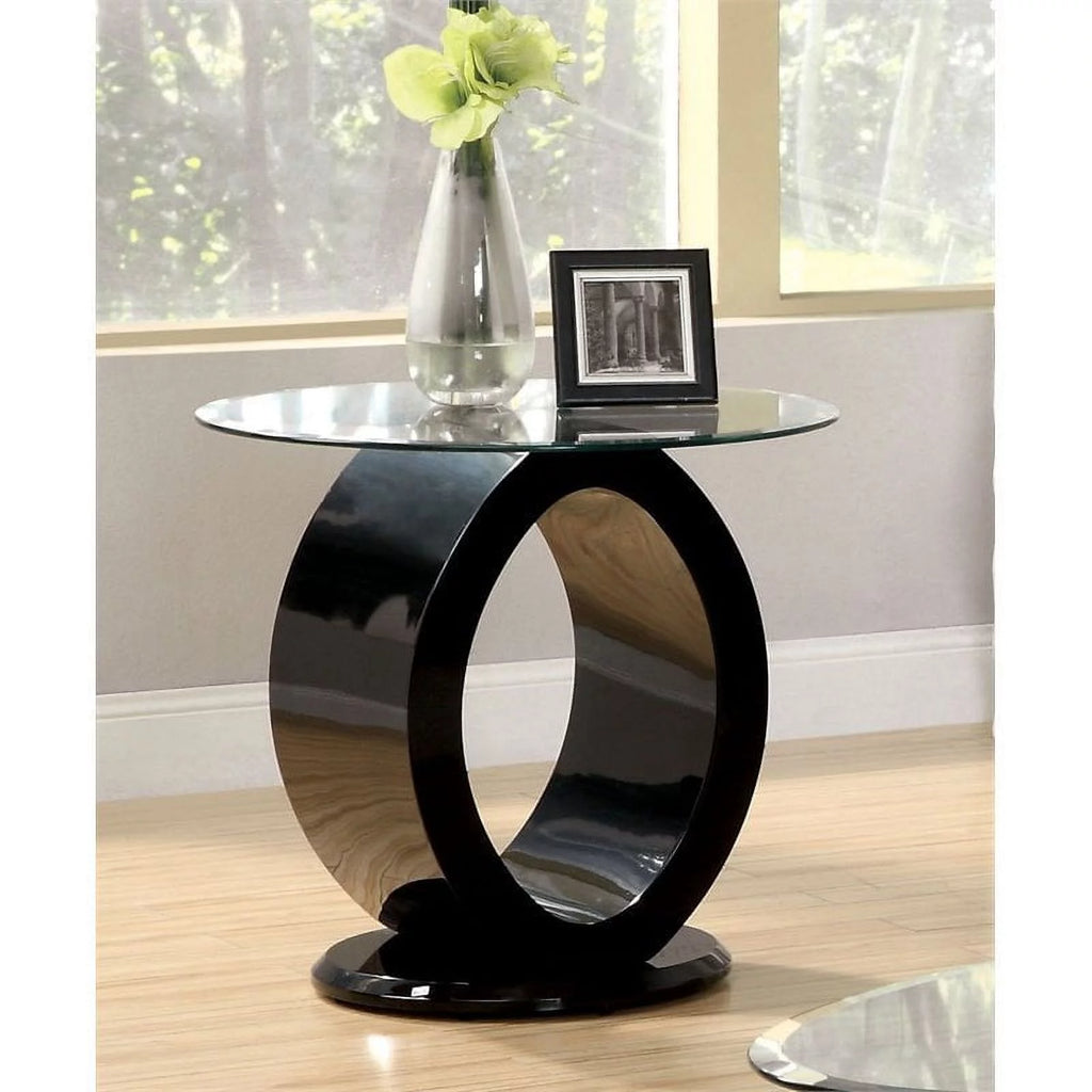 Black 3-Piece Tempered Glass Top Coffee Table Set Y9516