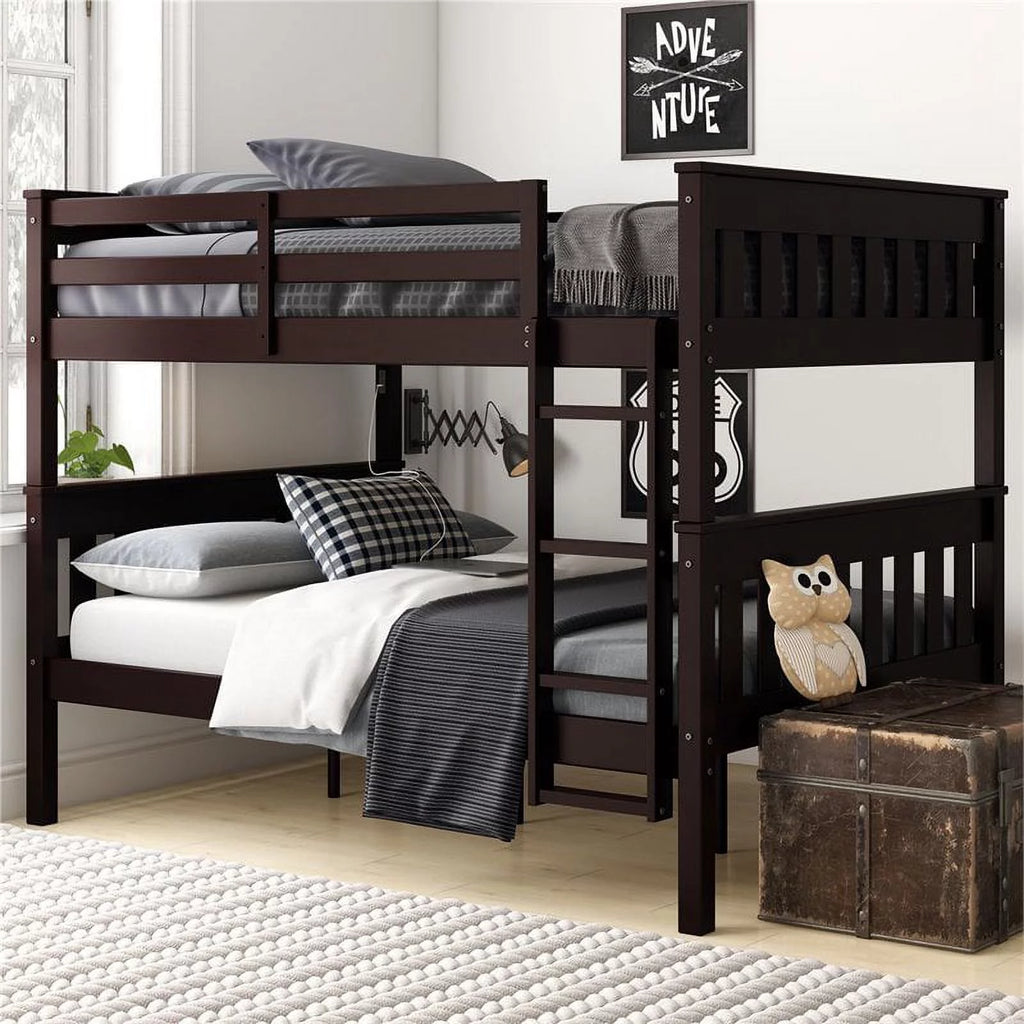 Full over Full Wood Bunk Bed with USB Port V143564