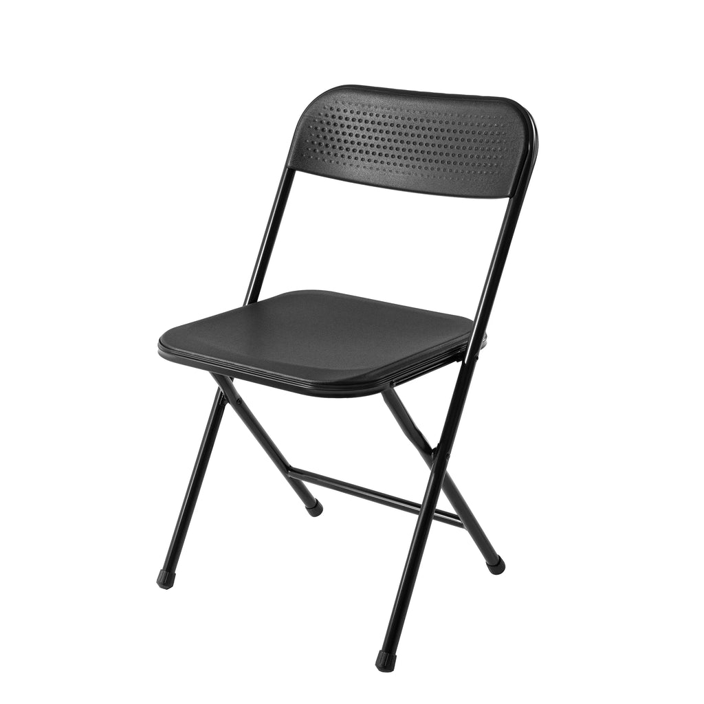 5 Piece Resin Folding Table and Chairs Set, Black K34358