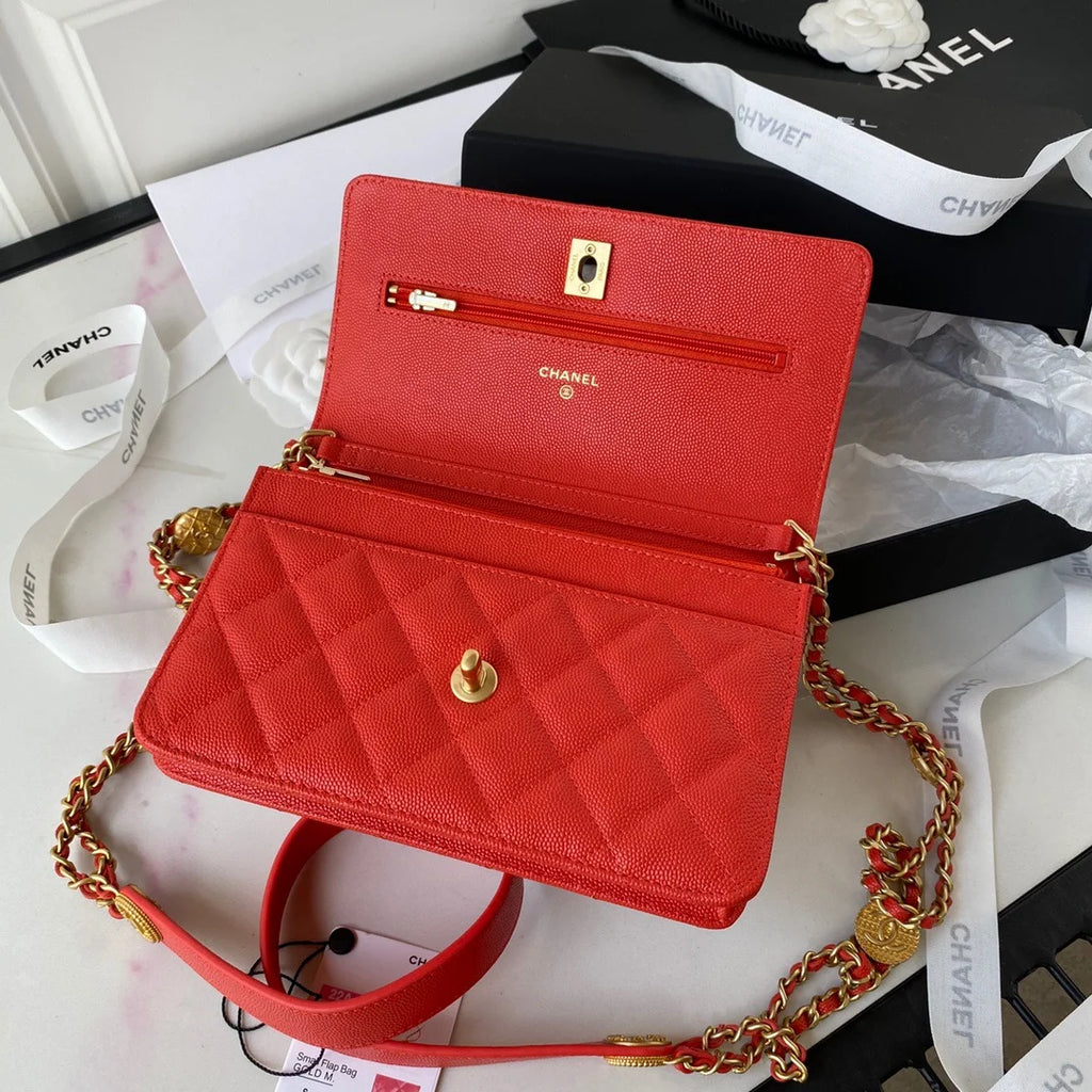 Small Flap Bag Gold Hardware Red Handbag D63398