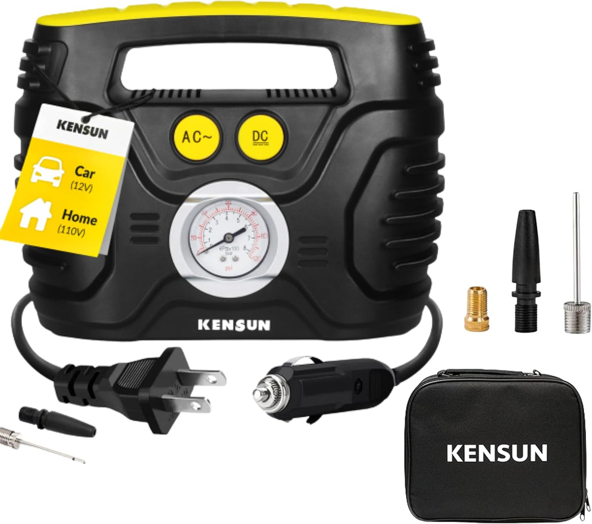 Portable Air Compressor 12V DC 110V AC 100 PSI Tire Inflator P5404