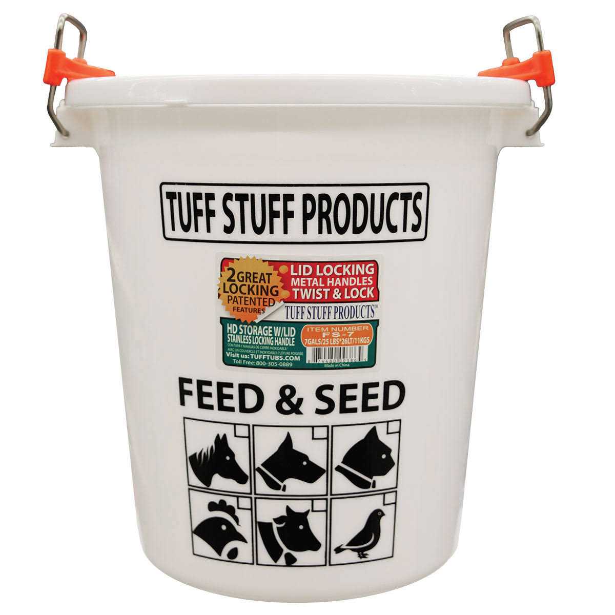 7 Gallon Feed and Seed Storage Pail with Locking Lid O6862