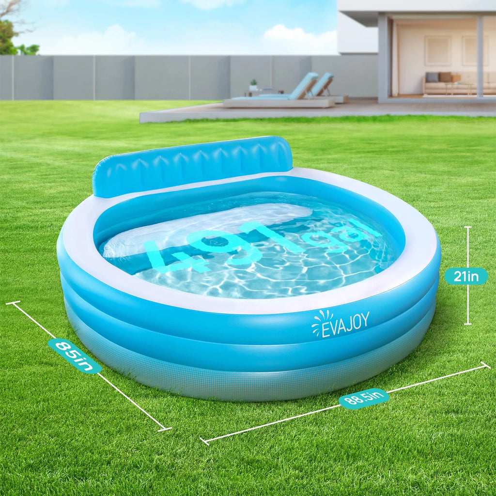 Inflatable Pool with Seat Round 7.33 x 7.11 x 2.5 ft R91193