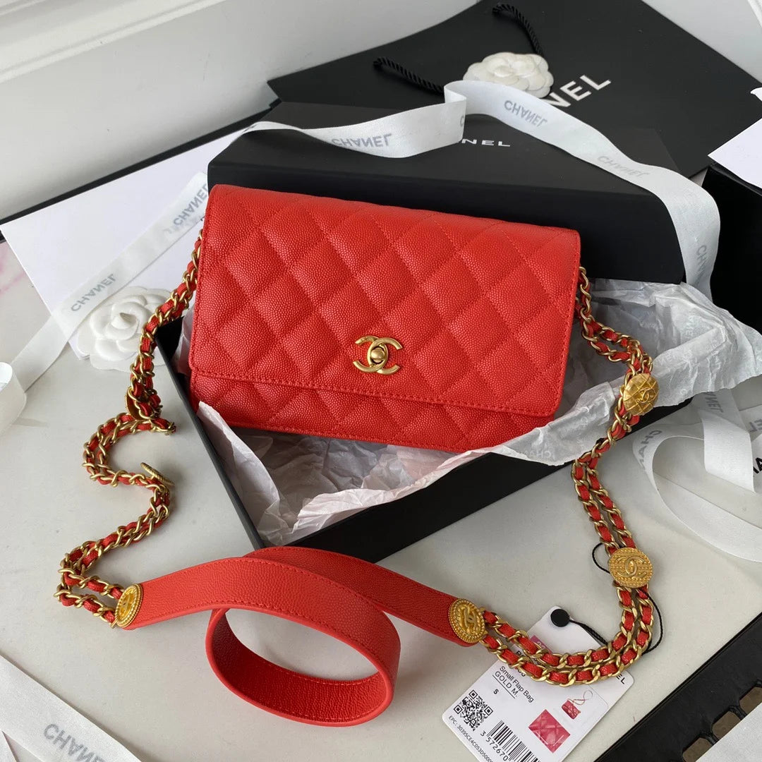 Small Flap Bag Gold Hardware Red Handbag D63398