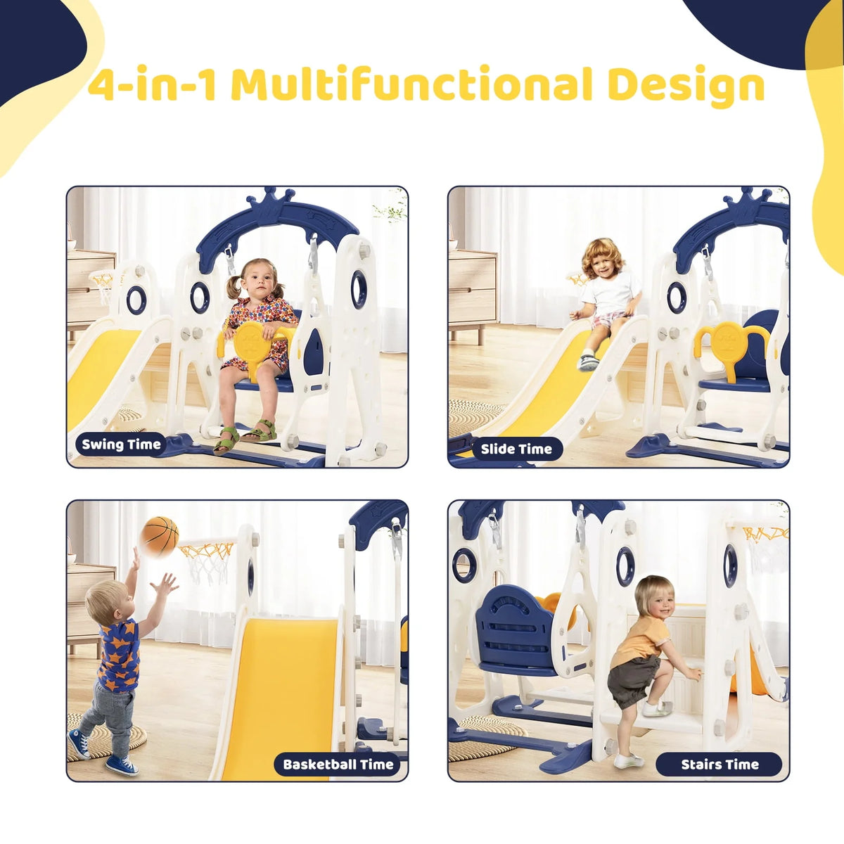 4 in 1 Toddler Slide and Swing Set Y45164