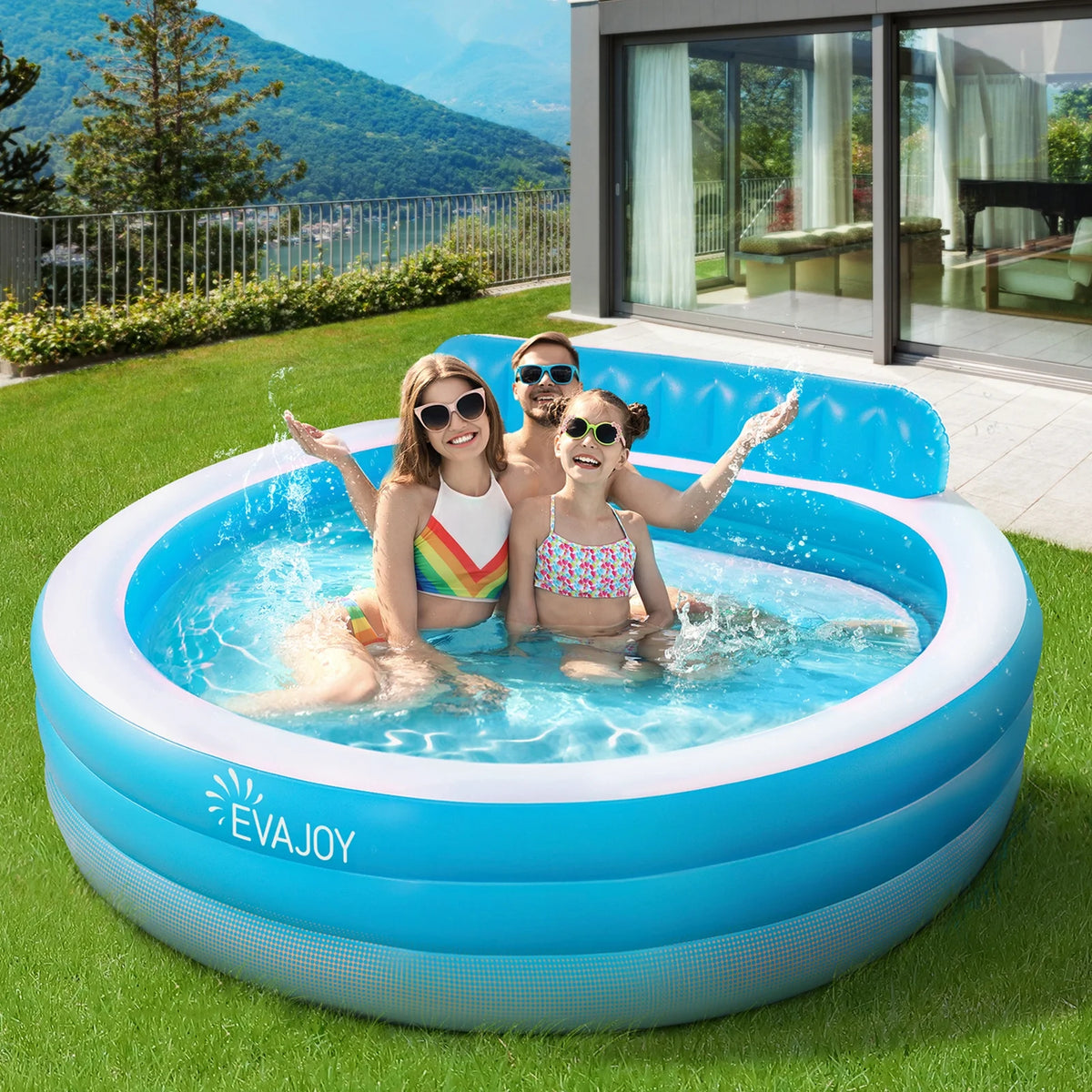 Inflatable Pool with Seat Round 7.33 x 7.11 x 2.5 ft R91193