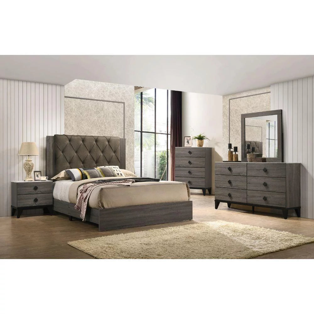 Fabric Rustic Gray Oak Eastern King Bedroom Set 3PCS B8307