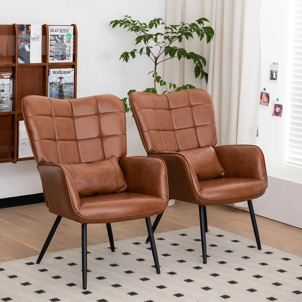 Bonded Leather Armchair with Metal Legs W2015