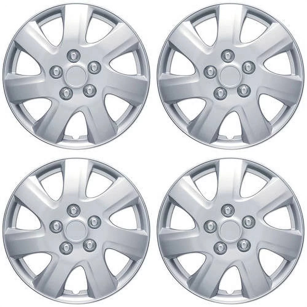 16 Silver ABS Plastic Hubcaps Wheel Cover, 4 Pieces H636