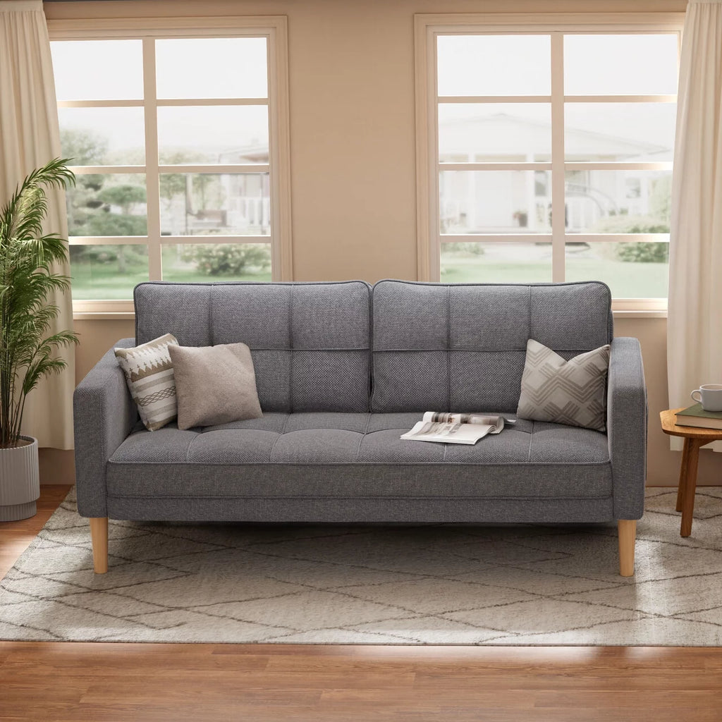 Beige Loveseat Sofa with Wood Legs P925
