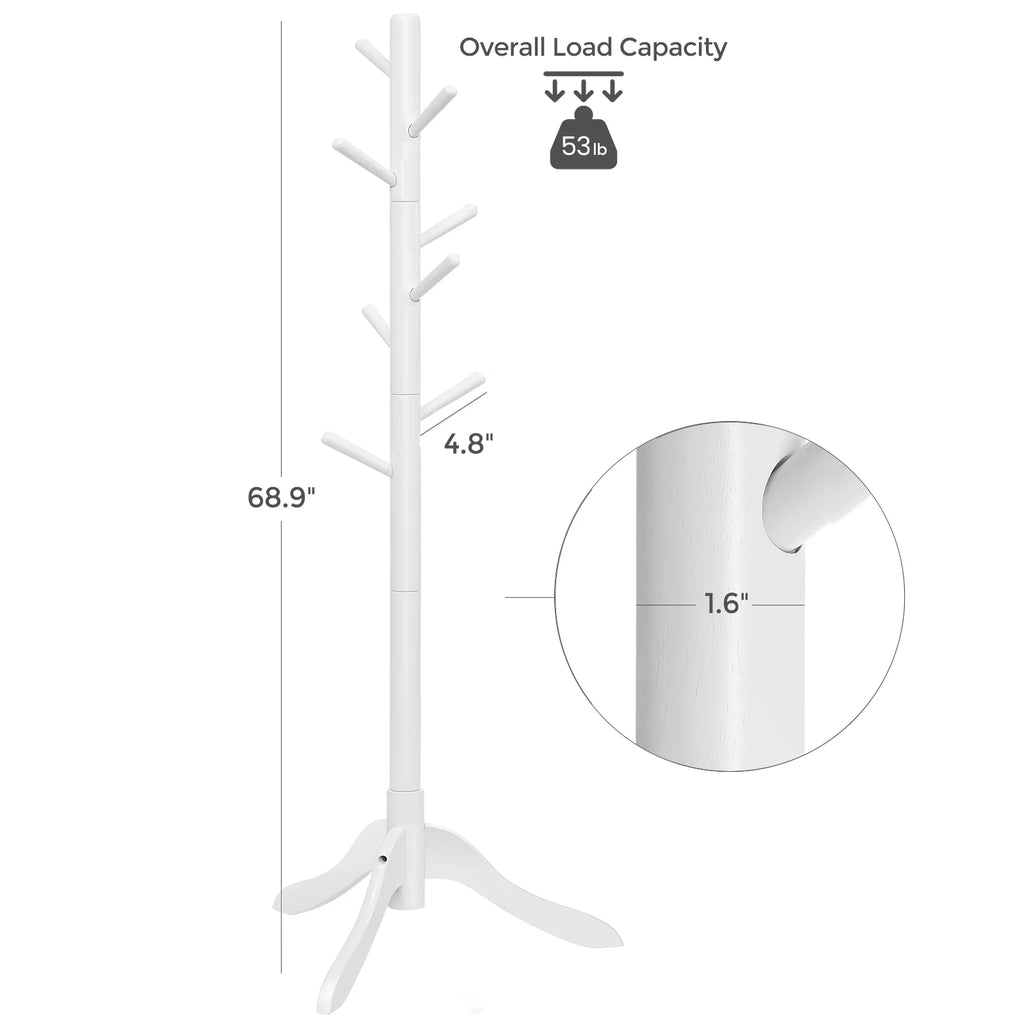 8 Hooks Solid Wood Free Standing Coat Rack Q2027