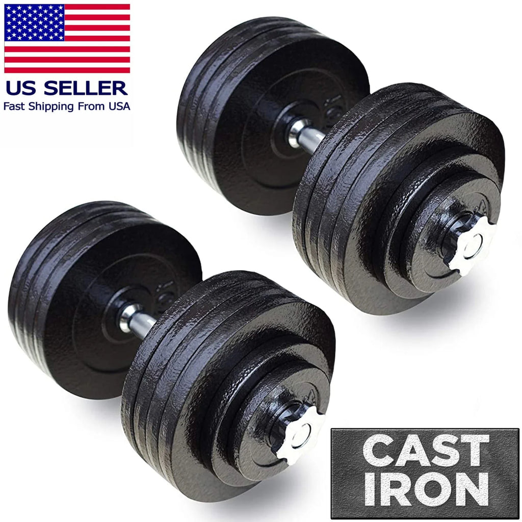Adjustable Cast Iron Dumbbell Sets with Bars, Plates, Collars Y9675