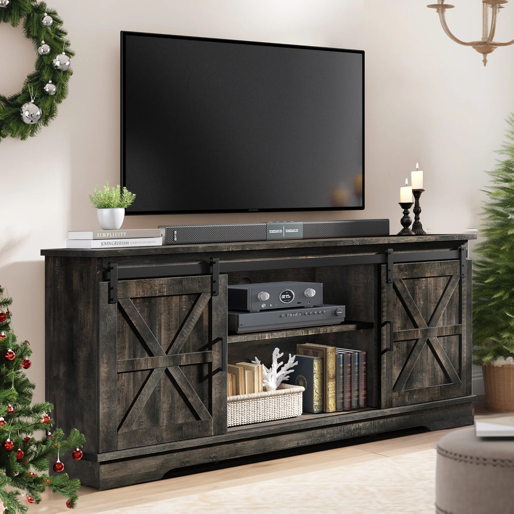 Farmhouse TV Stand with Barn Doors D782