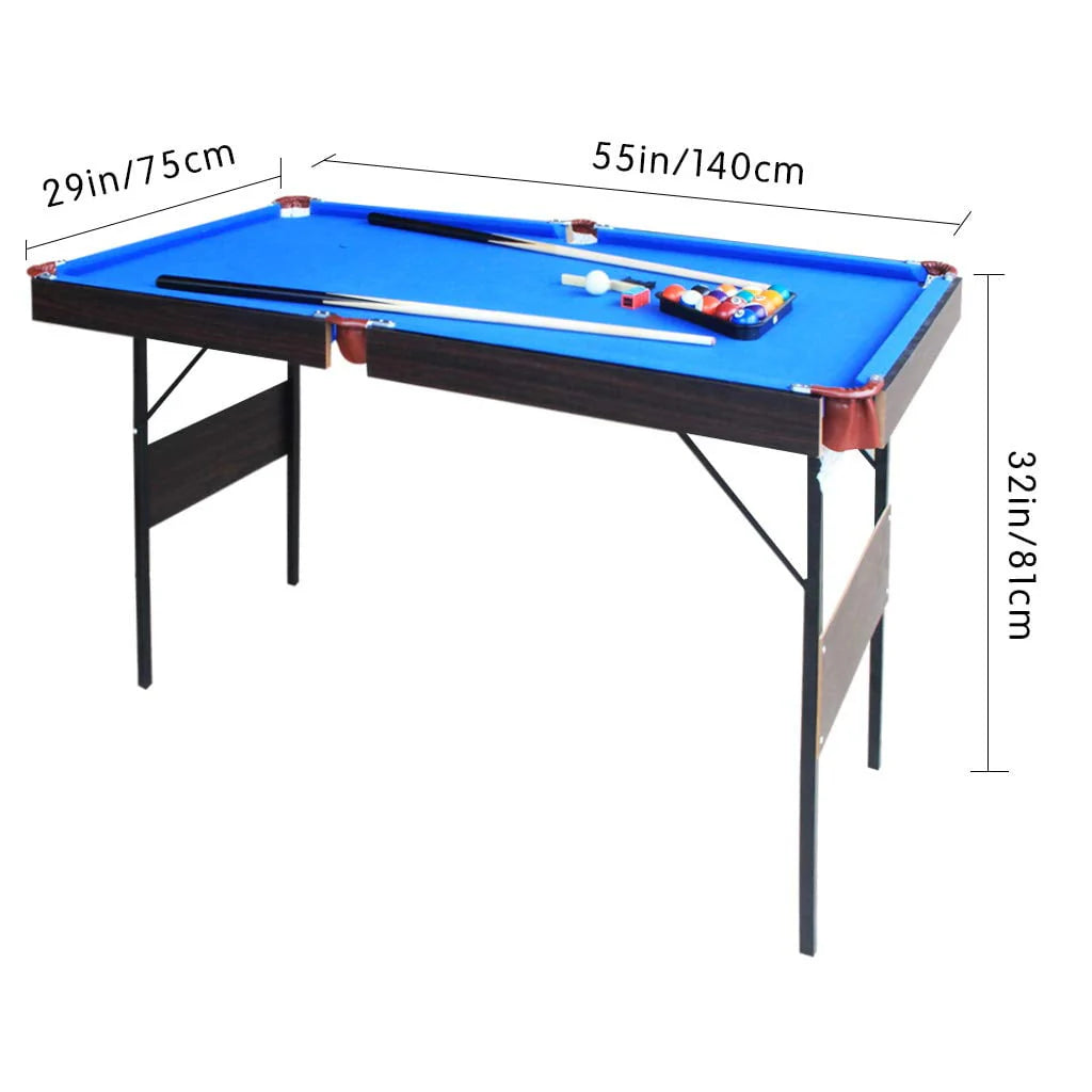 55 Inch Folding Pool Table Space Saving Billiard Table Blue C630