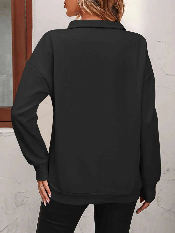 Womens Zip-Up Dropped Shoulder Sweatshirt G3765