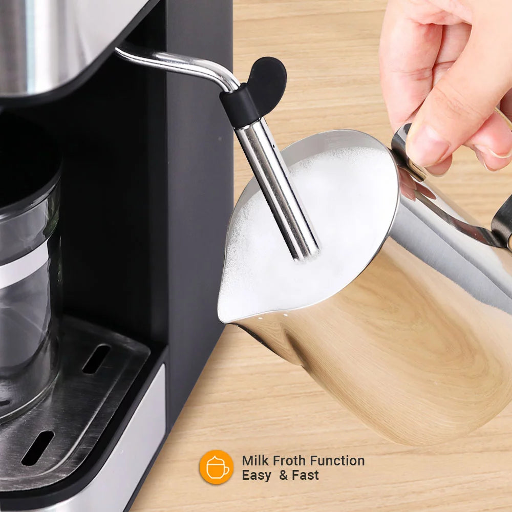 Black Coffee Maker with Milk Frother M16287