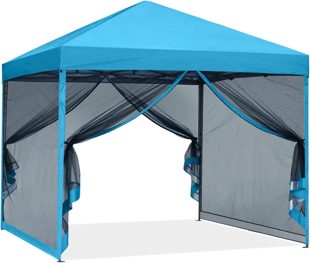 White Pop up Canopy Tent with Netting Wall B686
