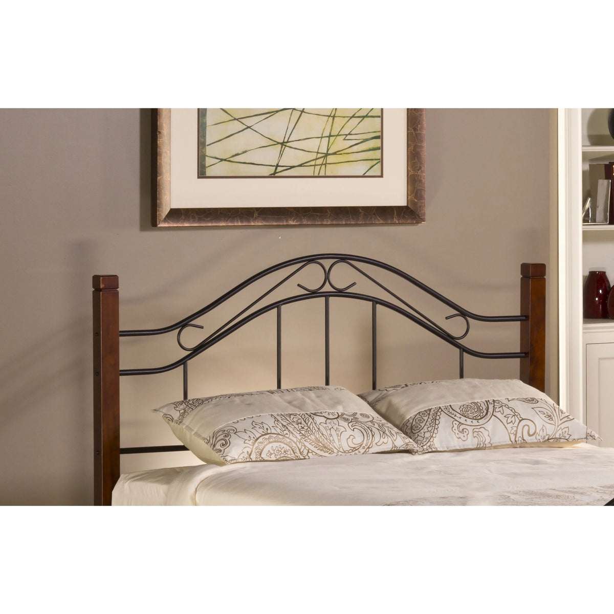 Metal and Wood Headboard with Rails Twin I3140