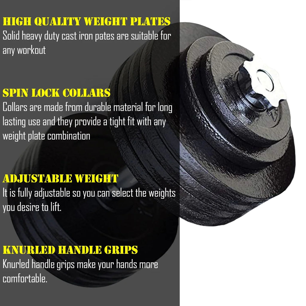 Adjustable Cast Iron Dumbbell Sets with Bars, Plates, Collars Y9675
