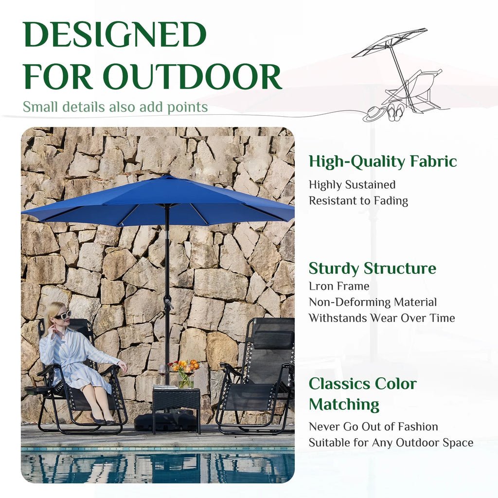 9-FT Outdoor Patio Umbrella with Push Button Tilt and Crank H99544