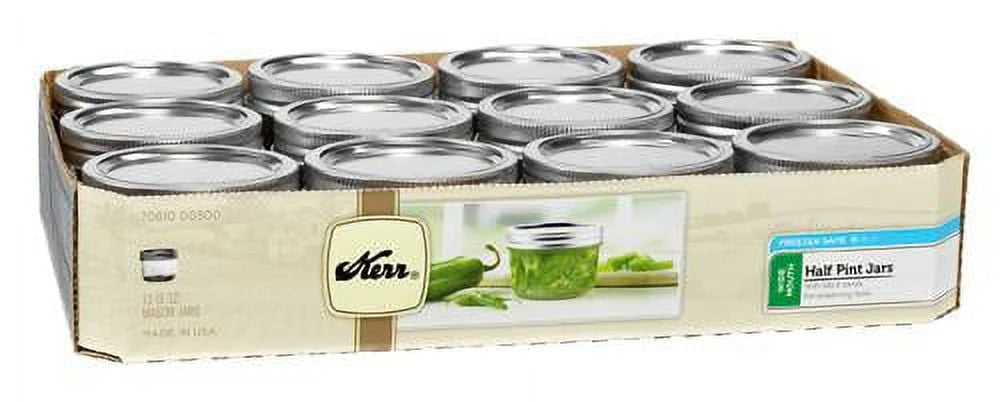 Wide Mouth Half-Pint 8 oz. Mason Jars with Lids and Bands, 12 Count K2475