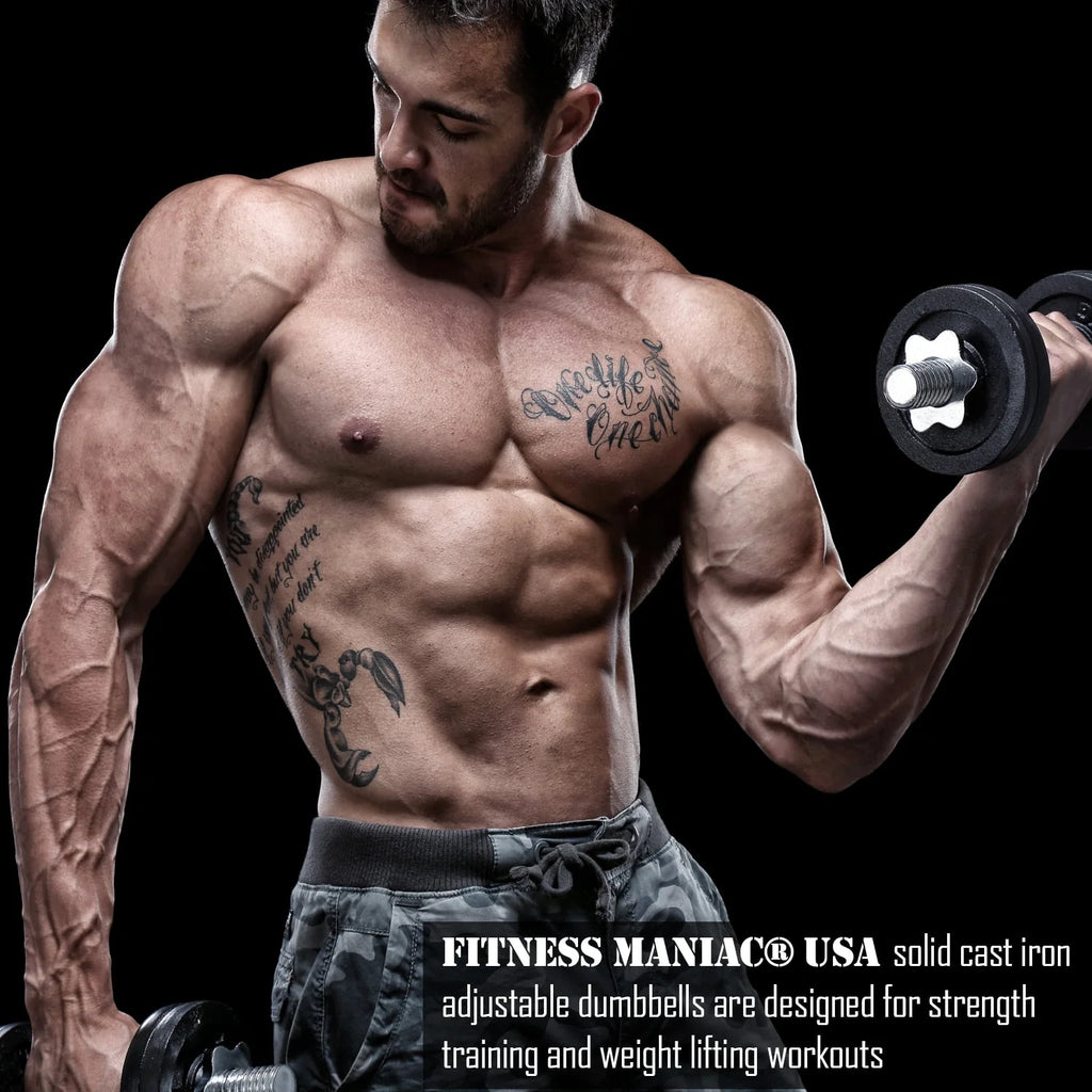 Adjustable Cast Iron Dumbbell Sets with Bars, Plates, Collars Y9675