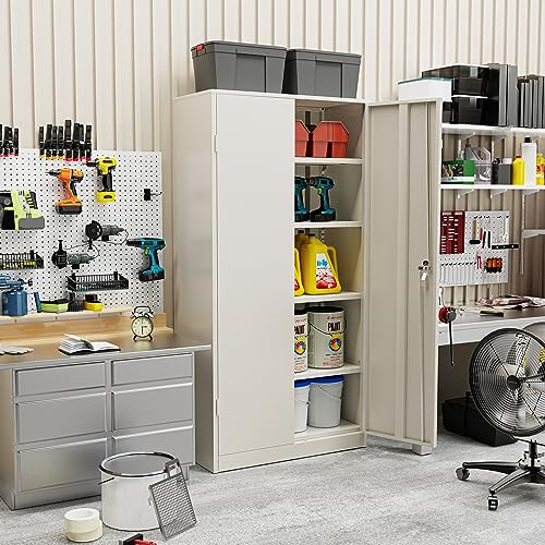 72” Black Metal Storage Cabinet with Adjustable Shelves K616487