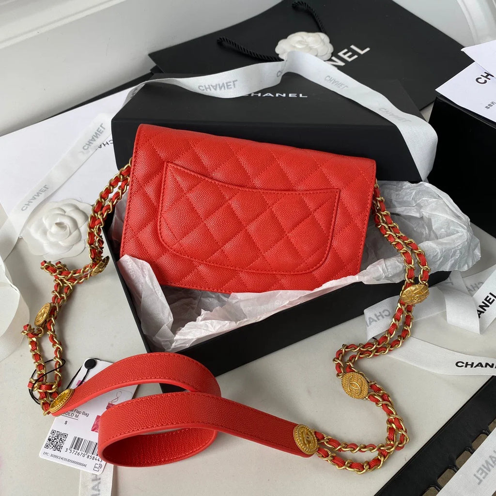 Small Flap Bag Gold Hardware Red Handbag D63398