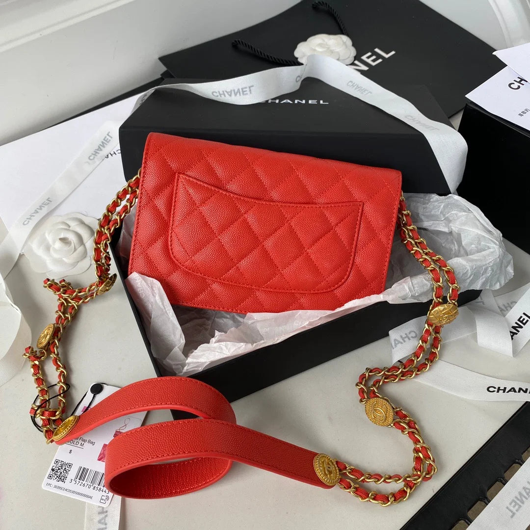 Small Flap Bag Gold Hardware Red Handbag D63398