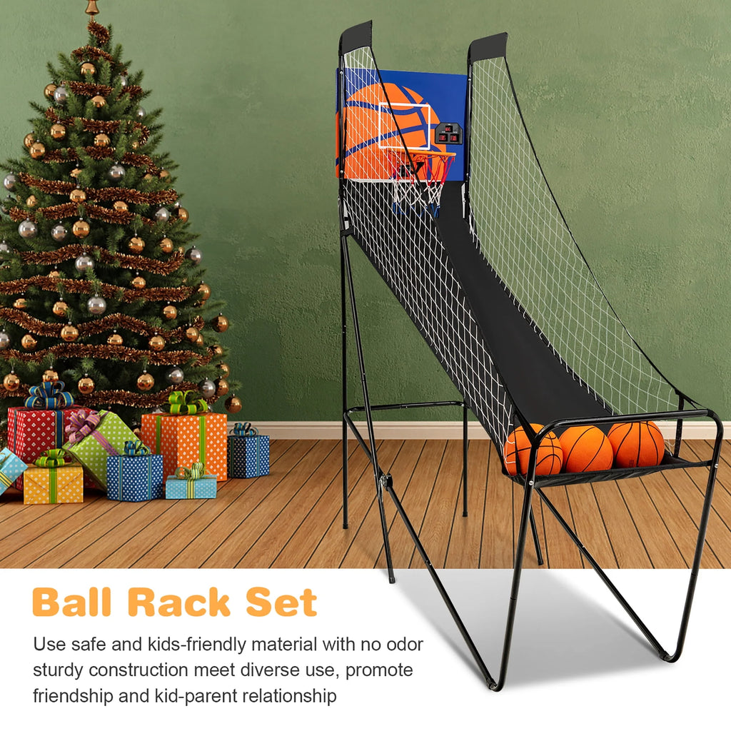 Foldable Single Shot Basketball Arcade Game with Electronic Scorer R21275