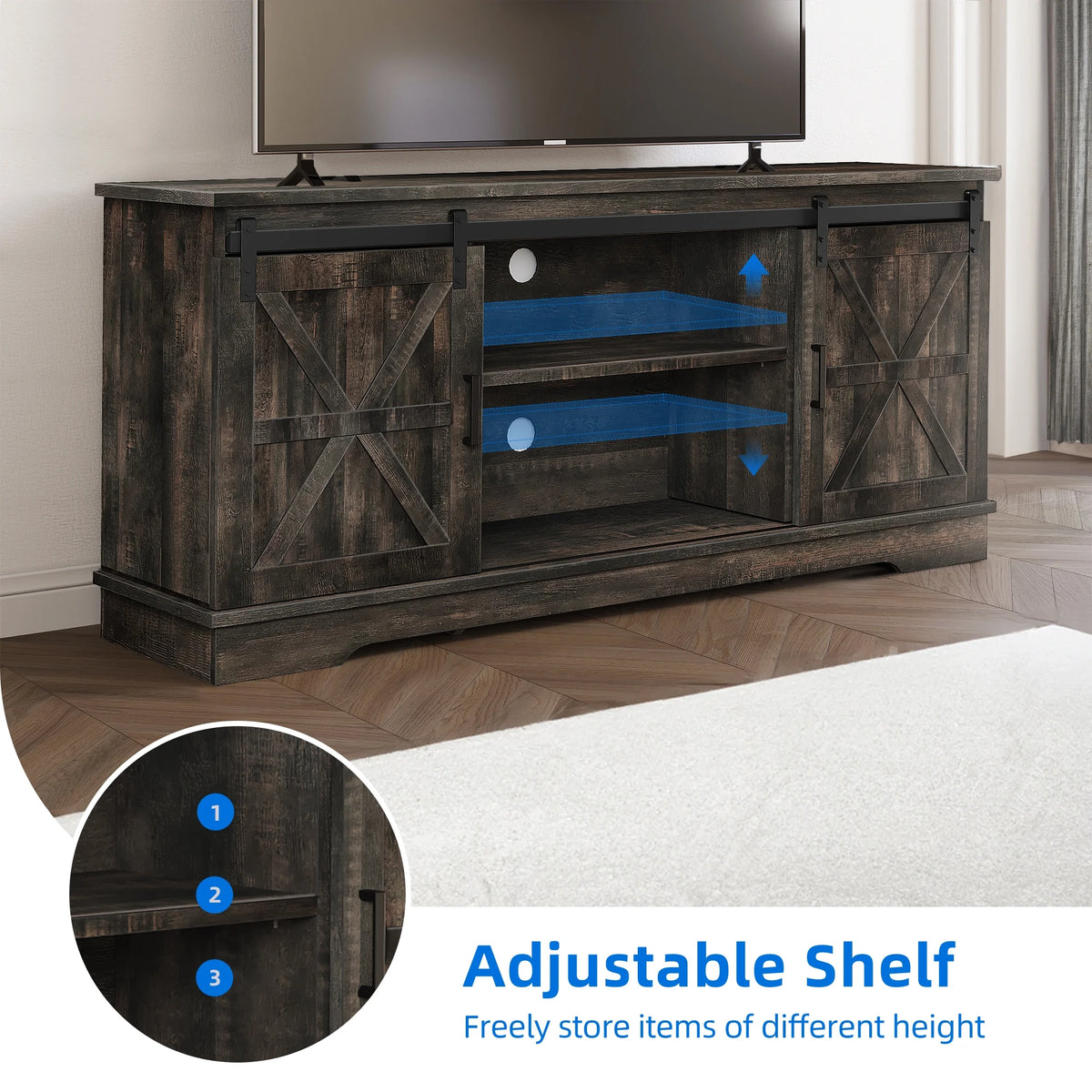 Farmhouse TV Stand with Barn Doors D782