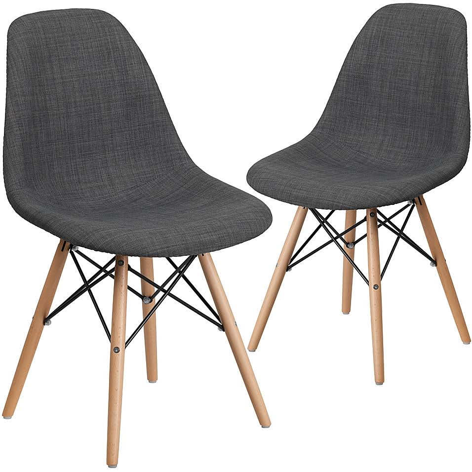 Gray Upholstered Accent Chairs Set of 2 A361