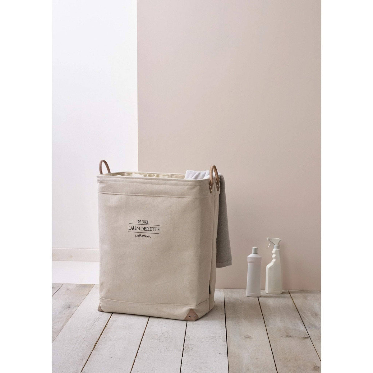 Beige Laundry Basket with Carry Handles and Liner Y856