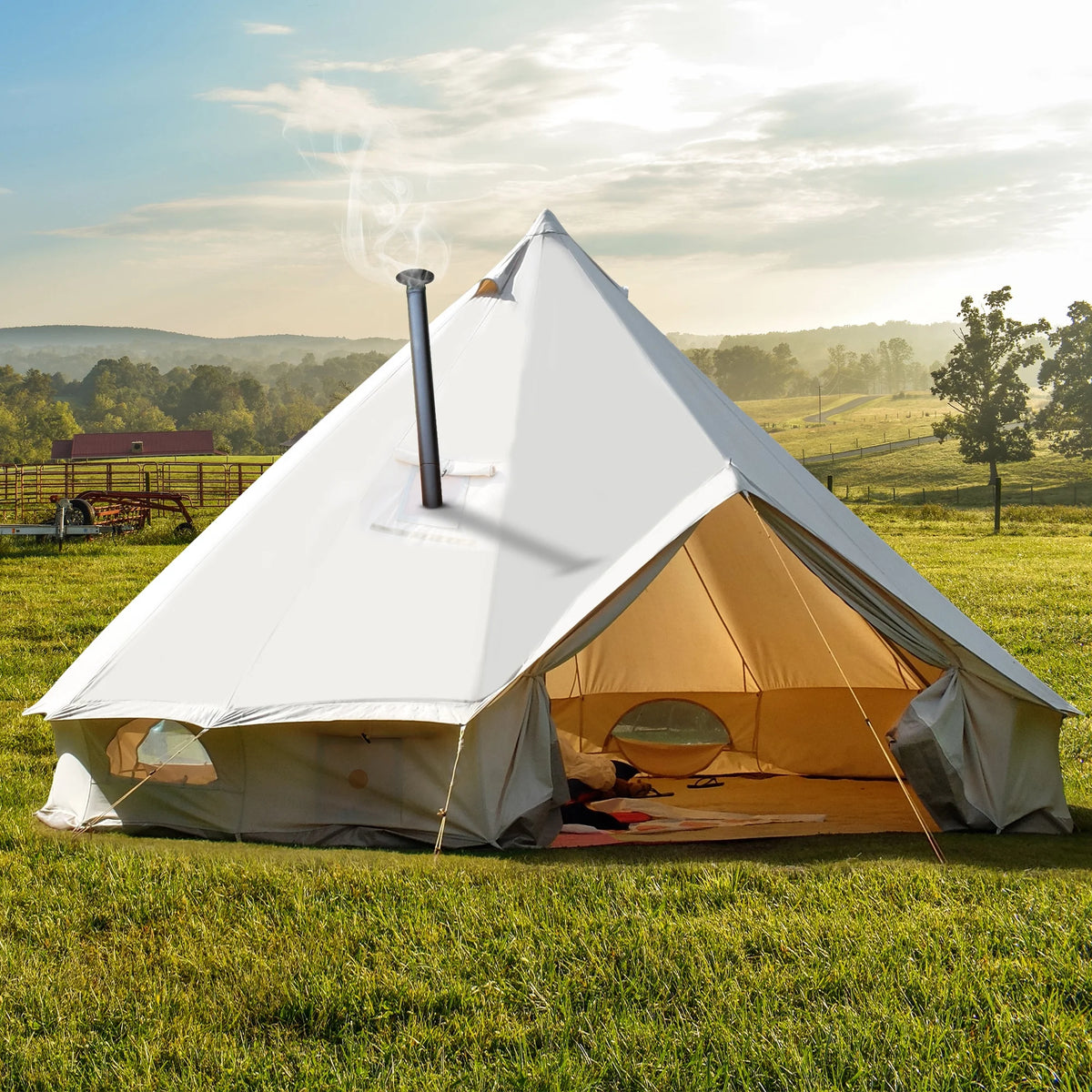 4 Seasons Waterproof Cotton Camping Tent with Stove Jacks V454