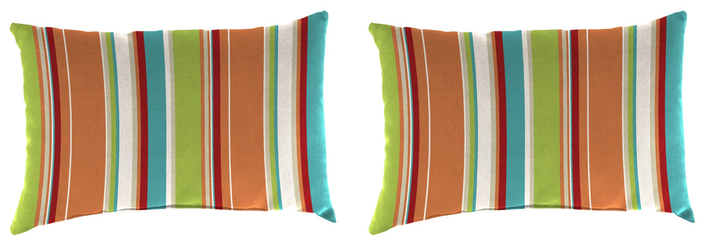Multicolor Stripe Rectangular Outdoor Throw Pillows 2 Pack X6681
