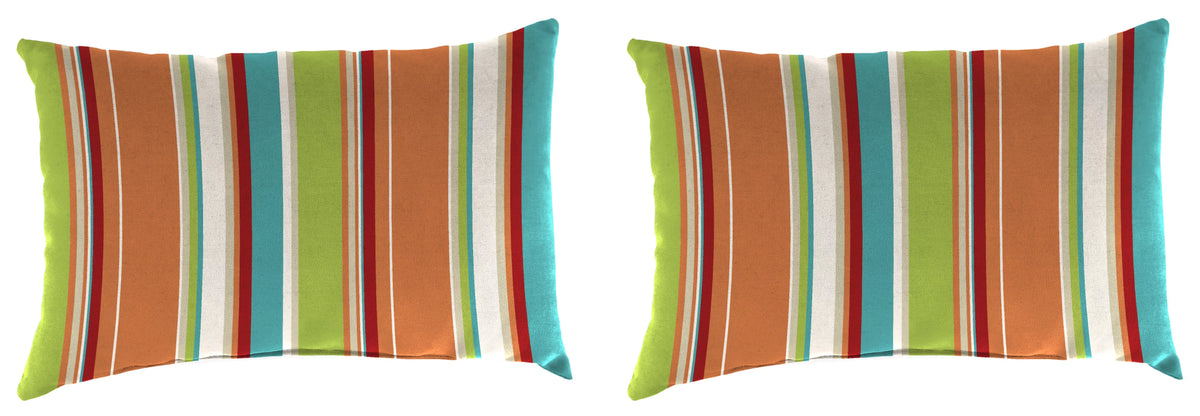 Multicolor Stripe Rectangular Outdoor Throw Pillows 2 Pack X6681