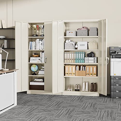 72” Black Metal Storage Cabinet with Adjustable Shelves K616487