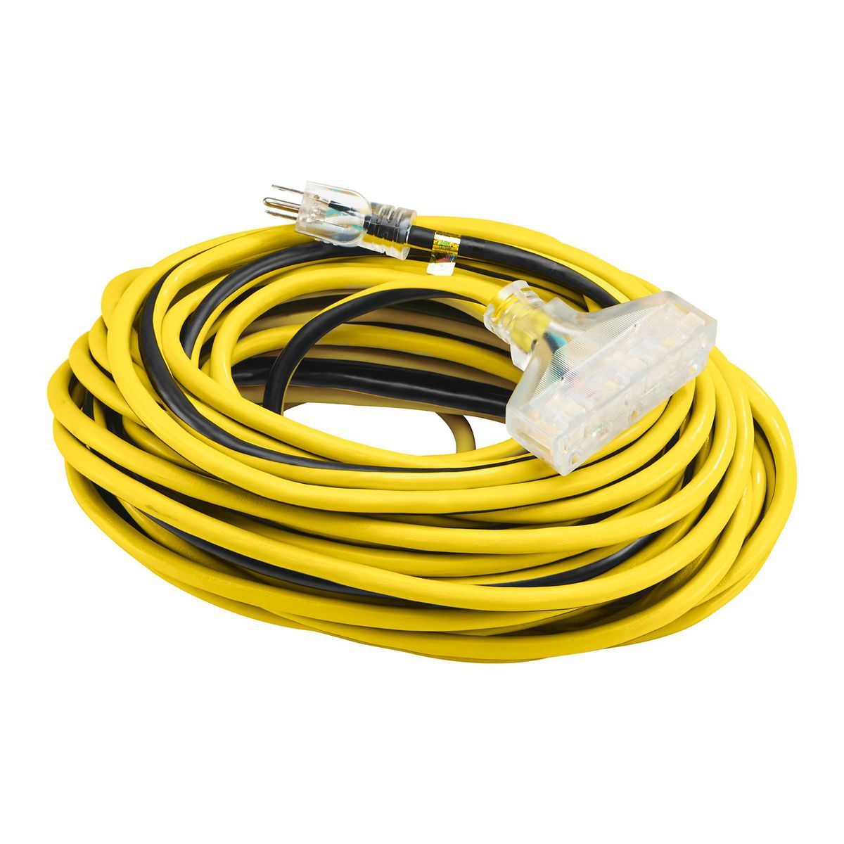 100 ft. 12/3 Gauge Multiple Outlet Extension Cord with Indicator Light, Yellow, Black C916
